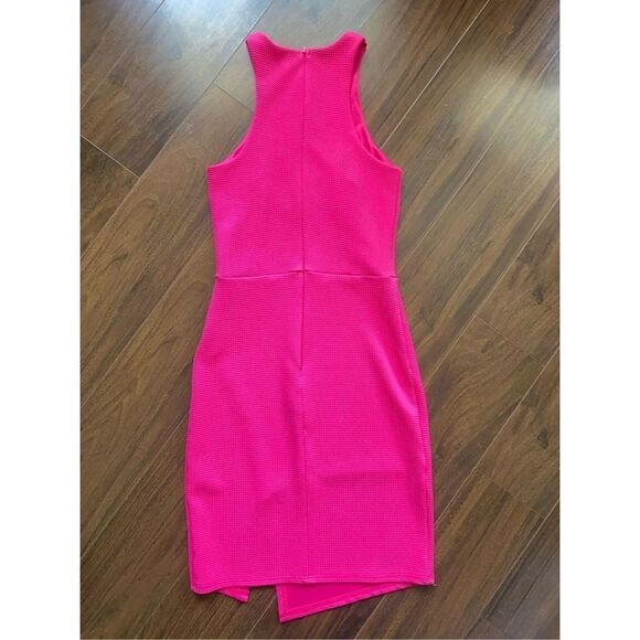 AQUA XS pink high neck bodycon slit mini dress - Picture 3 of 4